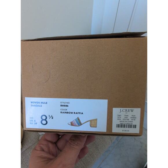 J.Crew Woven Mule Sandals In Rainbow Raffia Size 8.5 - Picture 5 of 5